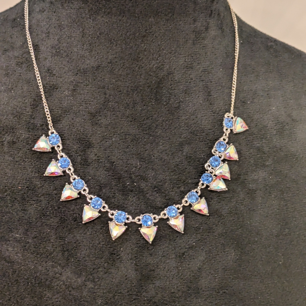 Dazzling Blue and Aurora Borealis Crystal Necklace